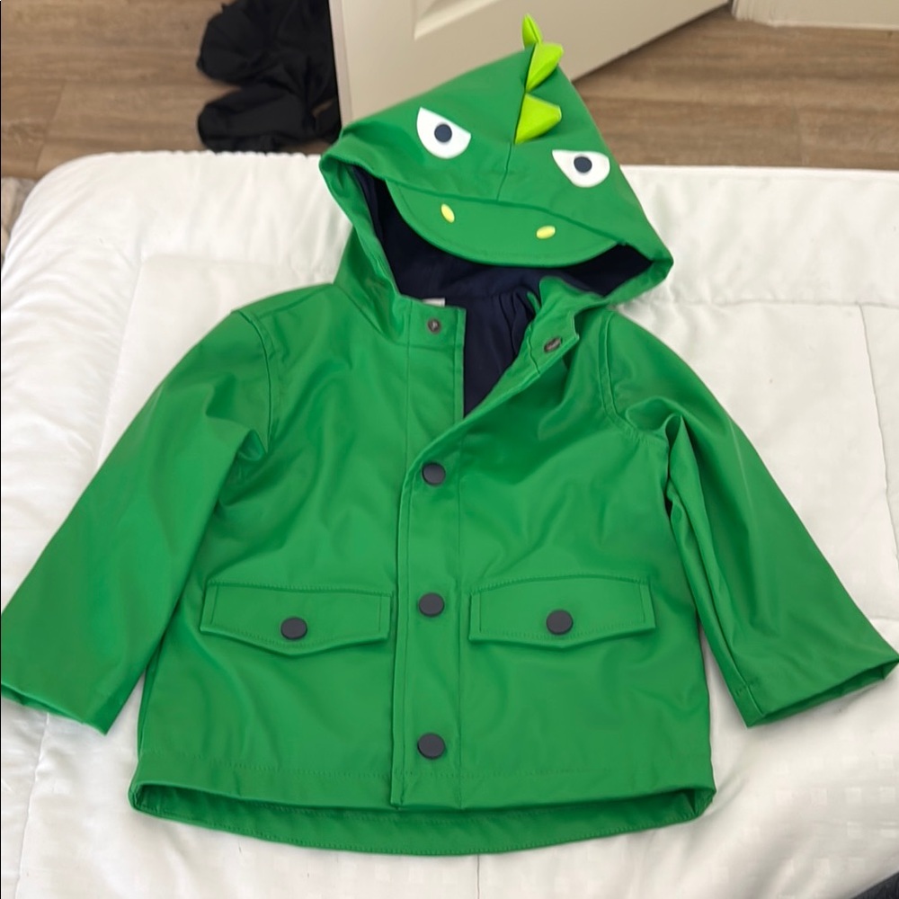 Green Dinosaur Hooded Rain Jacket